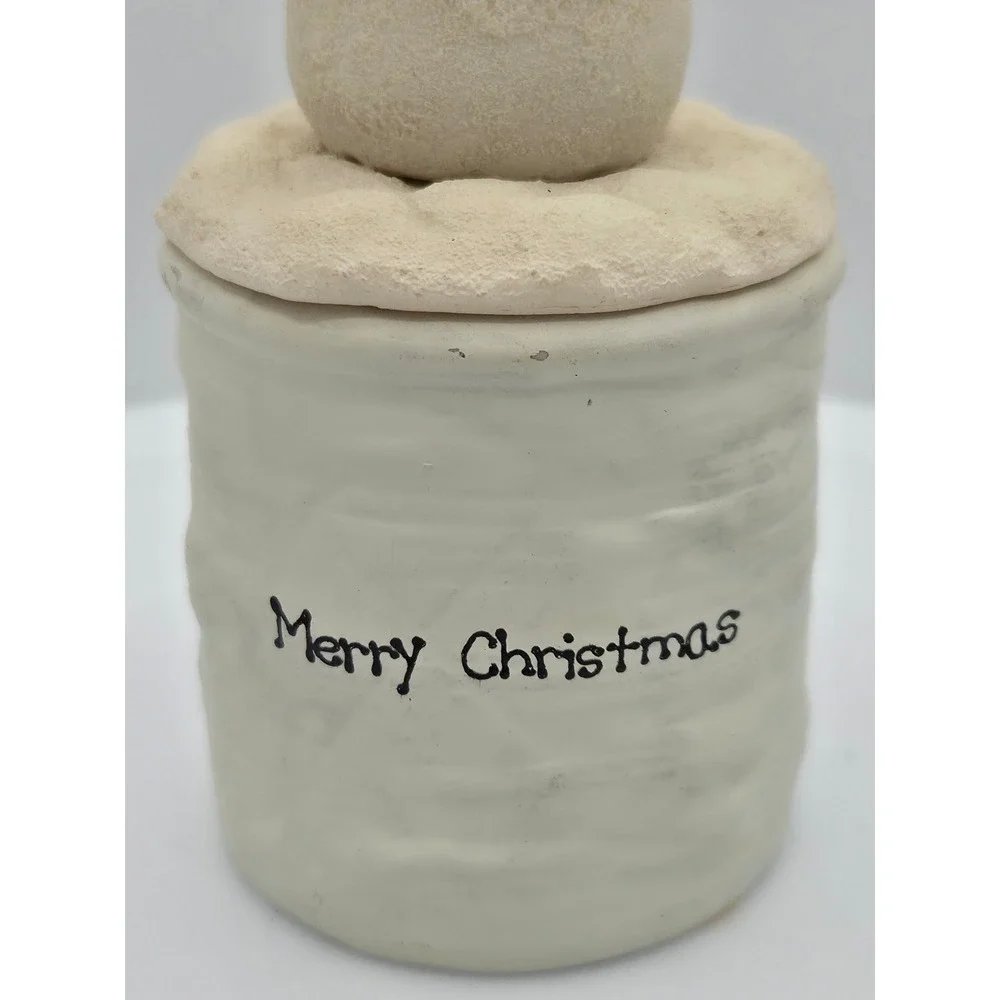 Crazy Mountain Merry Christmas Snowman Figurine/Candle Rustic Folk Art Primitive